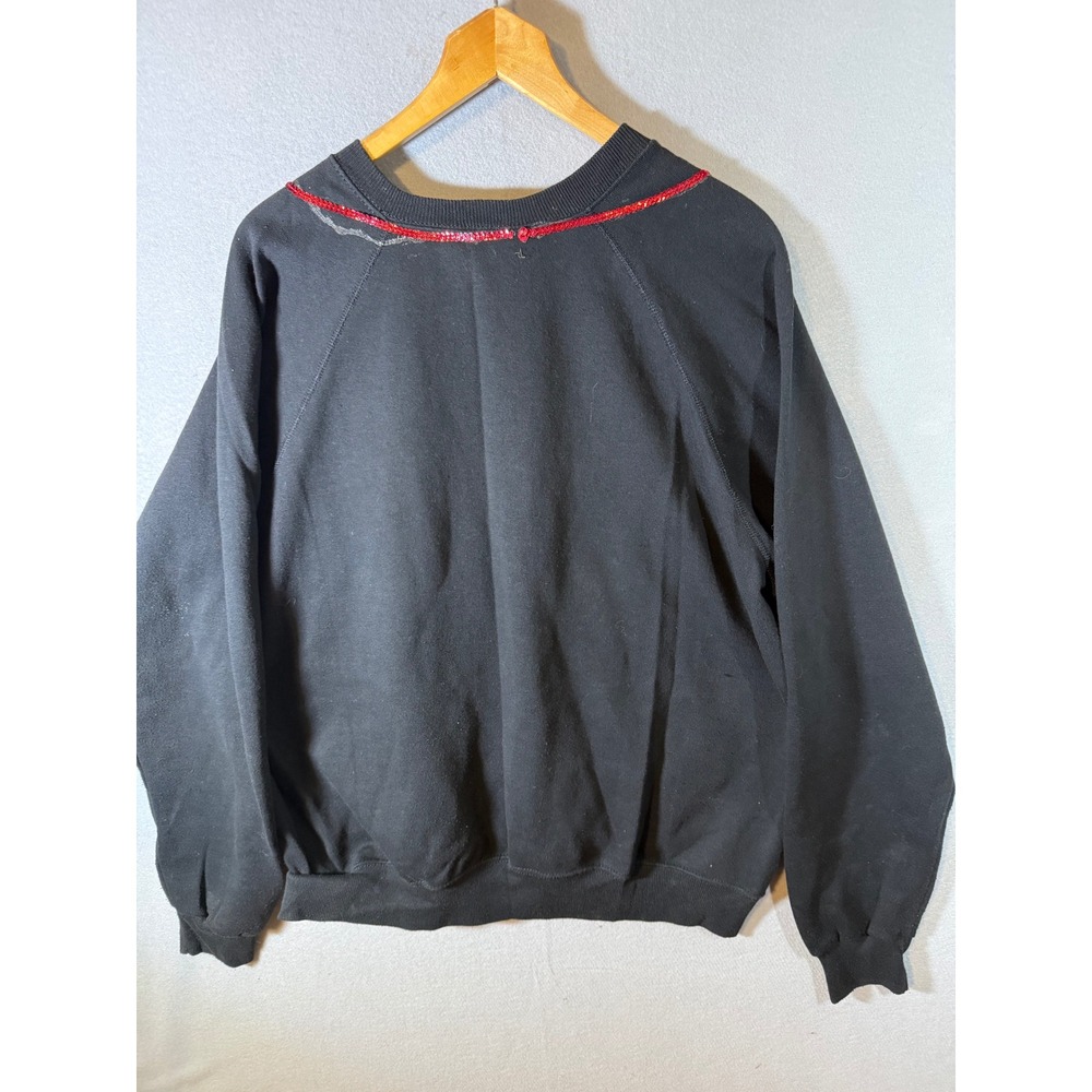 Vintage Lee Christmas Lights Sequin Beaded Sweatshirt Black 2XLT Made in USA - Picture 4 of 10